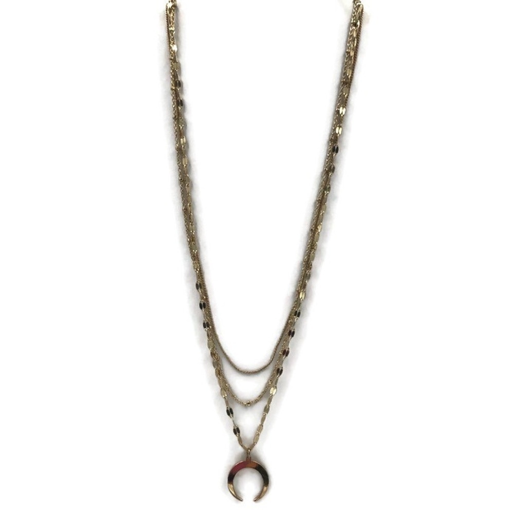 Necklace autumn half moon boho layered gold Tone - Picture 2 of 9